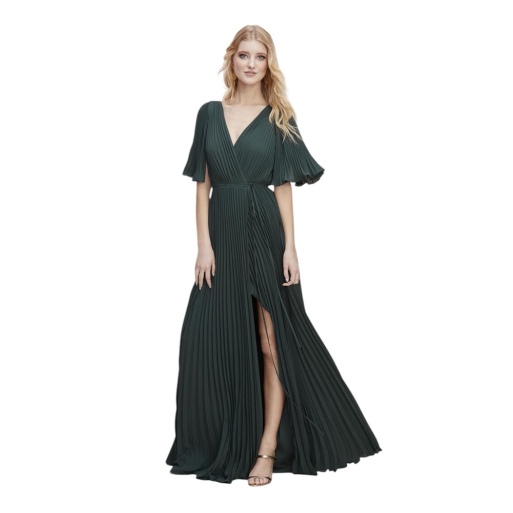 Wtoo Deep Green Pleated Maxi Dress